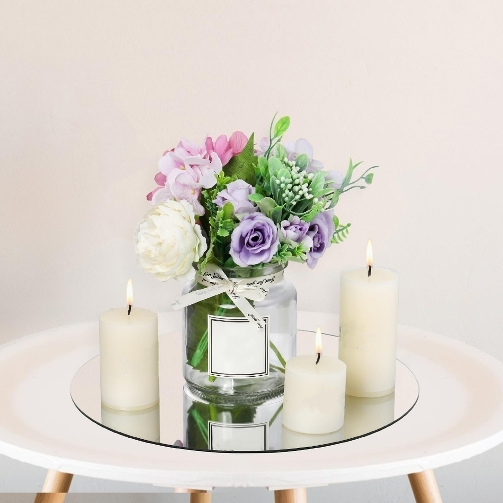 Decorative Round Mirror Acrylic Tray Plate Wall Decor Accent NEW